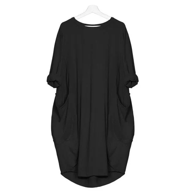 Winter Women Pocket Loose Dress