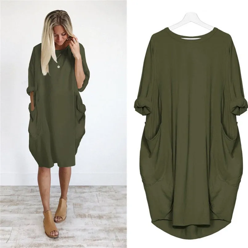 Winter Women Pocket Loose Dress