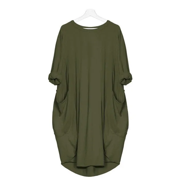 Winter Women Pocket Loose Dress