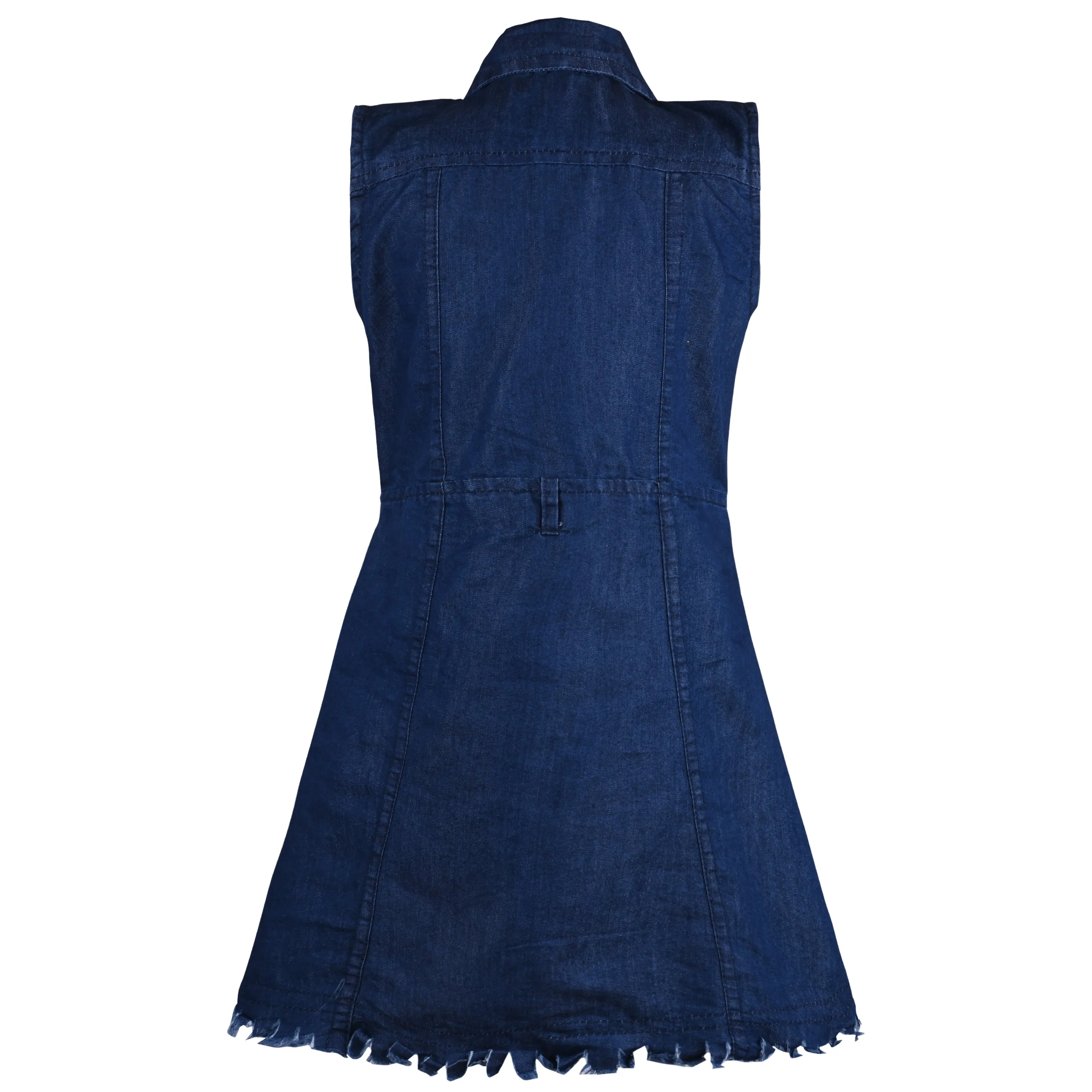 Wish Karo Girls Printed Denim Fit and Flare Frock Dress